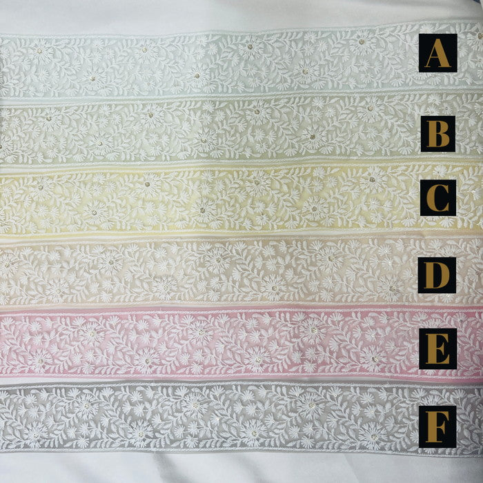 【50cm単位】 刺繍リボン 待望 太幅 スパンコールが アクセント 純白の花畑 インド刺繡リボン1 チュール 幅約7.5cm 230529011