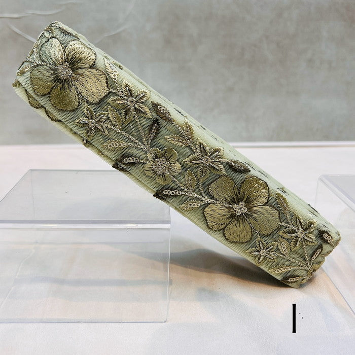 【50cm単位】 刺繍リボン 笑顔の 花達 春の訪れ 桜の季節は もうすぐ チュール 幅4.5cm 240116007