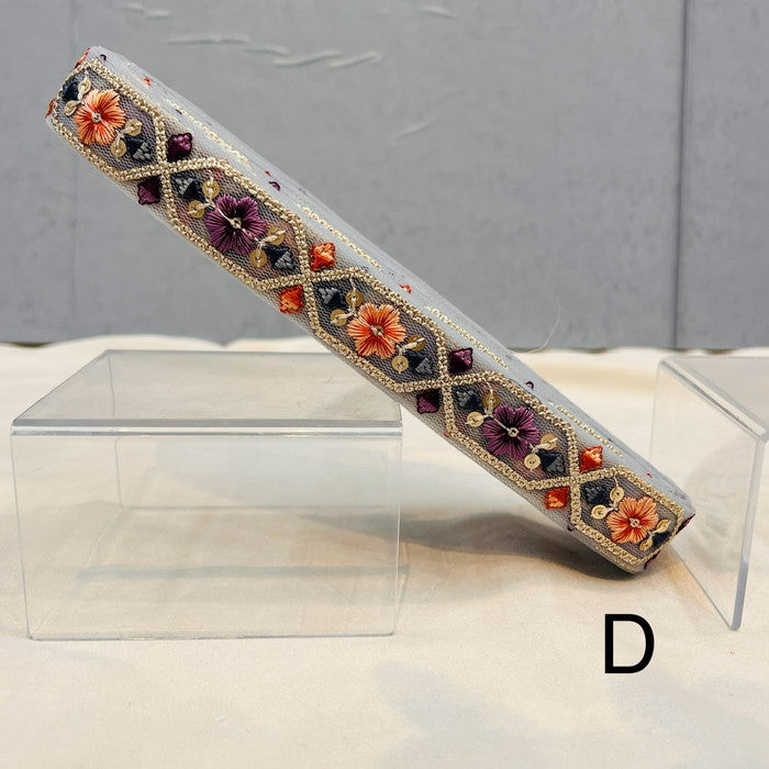 【50cm単位】 刺繍リボン 細幅 キラキラ可愛い カラフル お花の ドロップス チュール 布地 幅約2.5cm 240308001