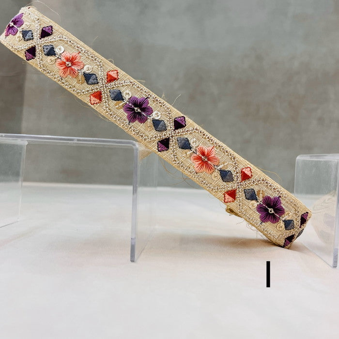 【50cm単位】 刺繍リボン 細幅 キラキラ可愛い カラフル お花の ドロップス チュール 布地 幅約2.5cm 240308001