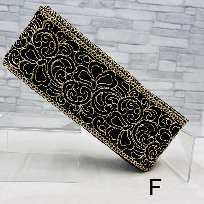 【50cm単位】 刺繍リボン 太幅 ノンスパンコール 金の糸で 華やぐ 流れるような デザインの花模様 チュール 幅約8.2cm 240408004