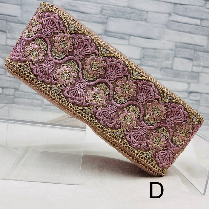 【50cm単位】 刺繍リボン 太幅 金の糸で 華やぐ エキゾティック ラビリンス チュール 幅約8cm 240408005