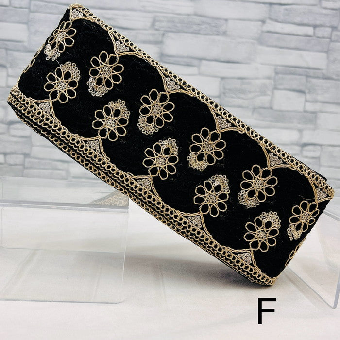 【50cm単位】 刺繍リボン 太幅 金の糸で 華やぐ エキゾティック ラビリンス チュール 幅約8cm 240408005