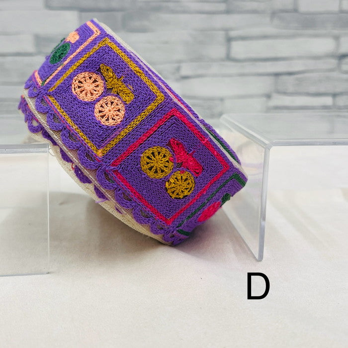 刺繍リボン-【50cm単位】 刺繍リボン 昭和レトロ どこか 懐かしい ほんわか花柄 チュール 幅約4.9cm 240527002-心が躍る刺繍リボン屋 by船場マップ