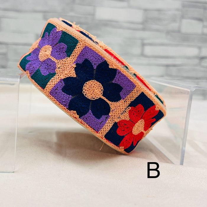刺繍リボン-【50cm単位】 刺繍リボン 昭和レトロ どこか 懐かしい ほんわか花柄 チュール 幅約4.9cm 240527002-心が躍る刺繍リボン屋 by船場マップ