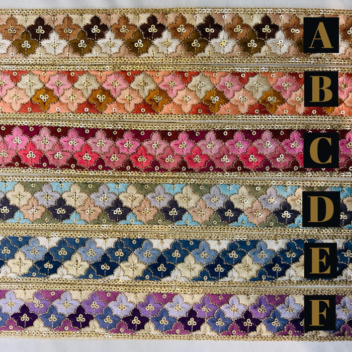 刺繍リボン-【50cm単位】 刺繍リボン 秋色深まる 彩る紅葉 からくれないに 布地 幅約3.9cm 240801001-心が躍る刺繍リボン屋 by船場マップ