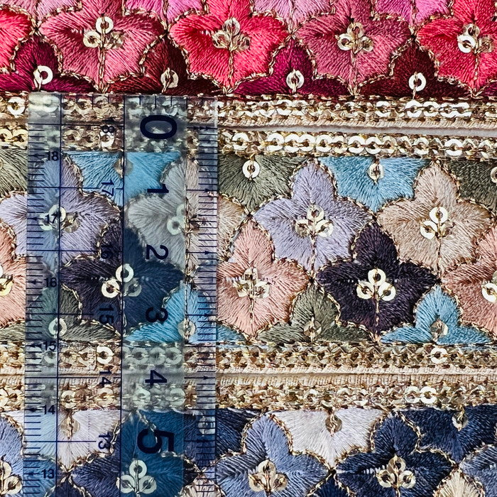 刺繍リボン-【50cm単位】 刺繍リボン 秋色深まる 彩る紅葉 からくれないに 布地 幅約3.9cm 240801001-心が躍る刺繍リボン屋 by船場マップ