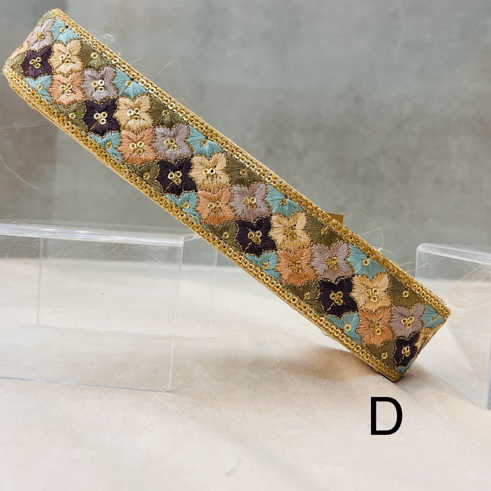 刺繍リボン-【50cm単位】 刺繍リボン 秋色深まる 彩る紅葉 からくれないに 布地 幅約3.9cm 240801001-心が躍る刺繍リボン屋 by船場マップ