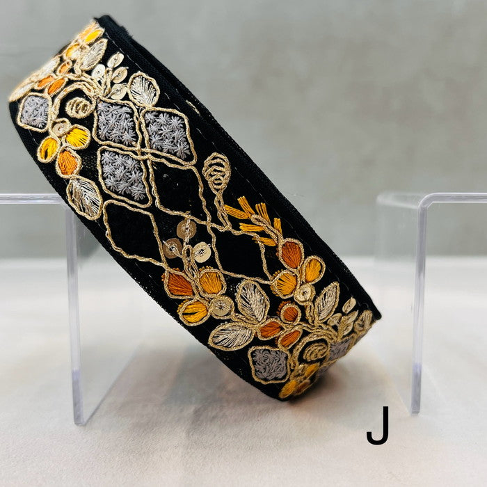 【50cm単位】 刺繍リボン 細幅 エキゾティックカラー 月見草と ダイヤの花束 チュール 幅約3.5cm 240912005