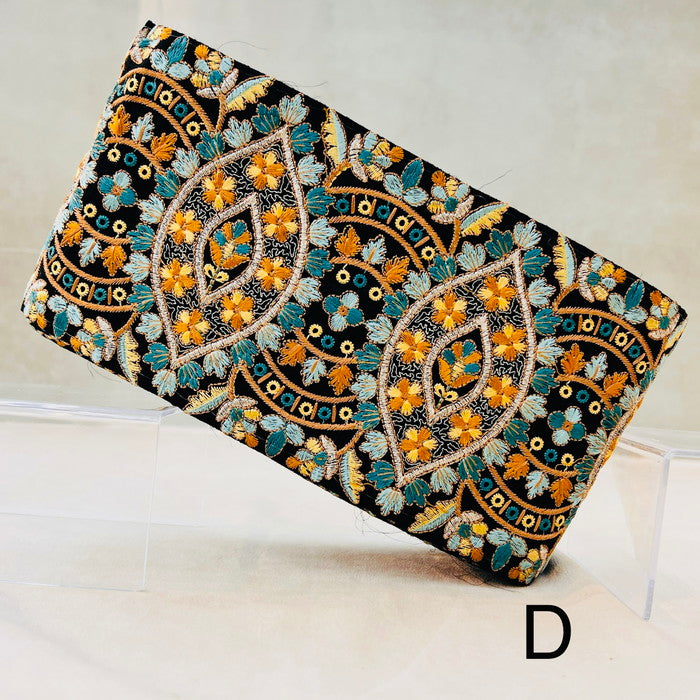 【50cm単位】 刺繍リボン 超太幅 リボン ボタニカルフラワー ダンスを踊る 花達 布地 幅約12cm 241029004