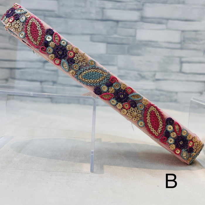 刺繍リボン-【50cm単位】 刺繍リボン 細幅 キラキラ美しい 宝石箱の中の 輝く色石達 刺繍リボン チュール 幅約2.6cm 241219001-心が躍る刺繍リボン屋 by船場マップ