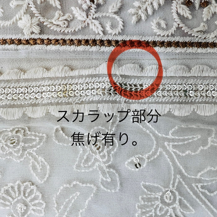 【50cm単位】 刺繍リボン 太幅 圧倒的存在感の白 チュール 幅約12.8cm~約17cm 250415002