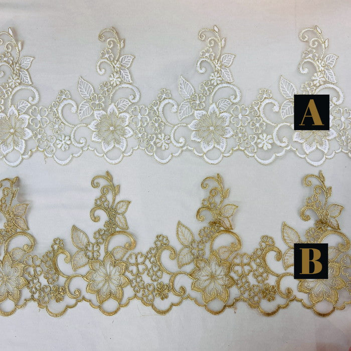 【50cm単位】 刺繍レース お花の 舞踏会 サイズ約21.5cm SLT2412001