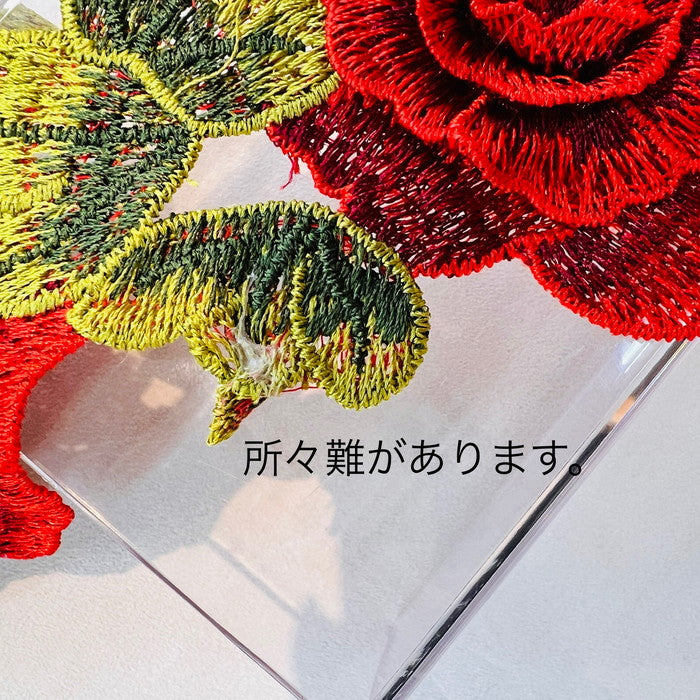 【1枚単位】 立体モチーフ ビビットカラー 流れるような 薔薇のチェーン サイズ約13.5cm×約41.5cm SMT2412001