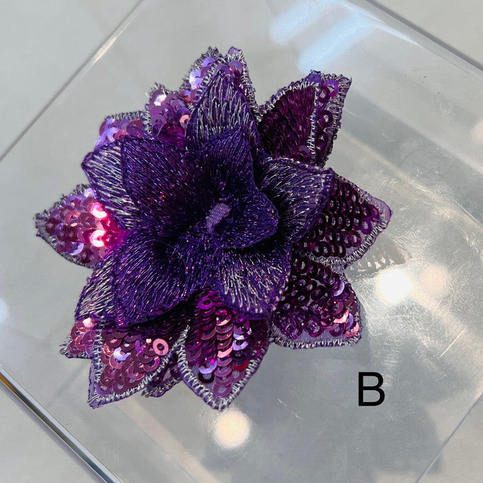 【1個単位】ふんわり フラワー キラキラトキメク スパンコールの花 モチーフ サイズ約6.5cm×約6.5cm SMT2412009