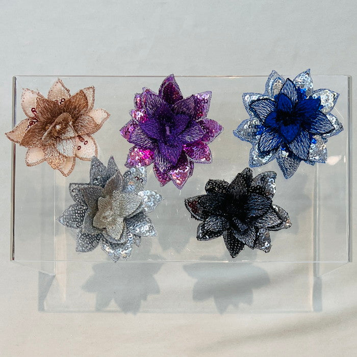 【1個単位】ふんわり フラワー キラキラトキメク スパンコールの花 モチーフ サイズ約6.5cm×約6.5cm SMT2412009
