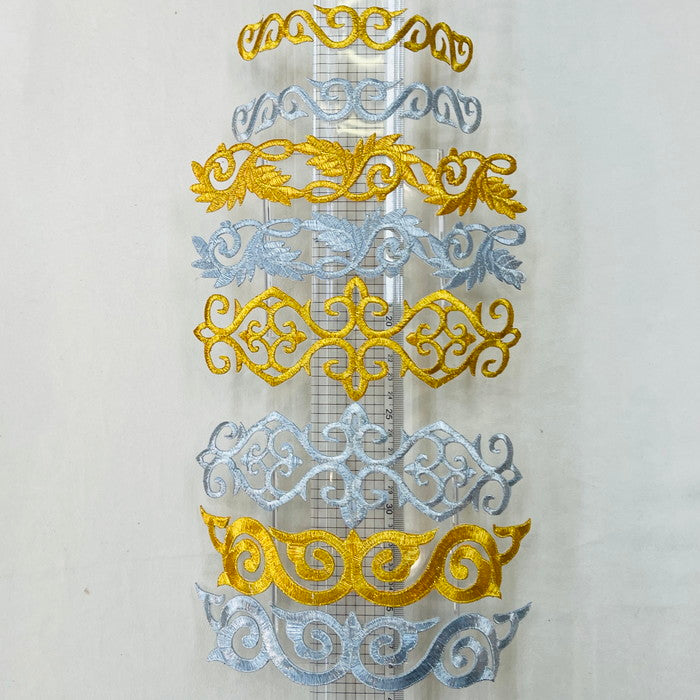 【1枚単位】揺らめく 紋様 刺繍モチーフ サイズ長さ約18.5cm~約23.5cm SMT2412013