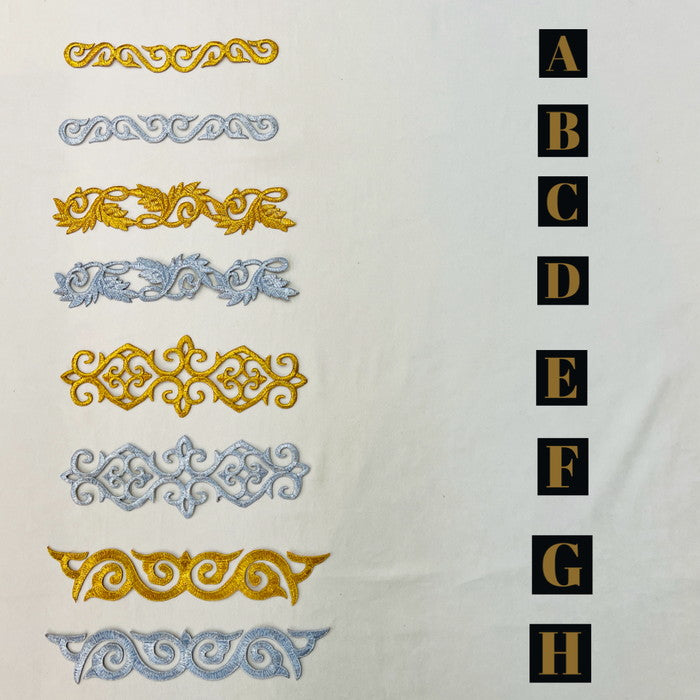 【1枚単位】揺らめく 紋様 刺繍モチーフ サイズ長さ約18.5cm~約23.5cm SMT2412013