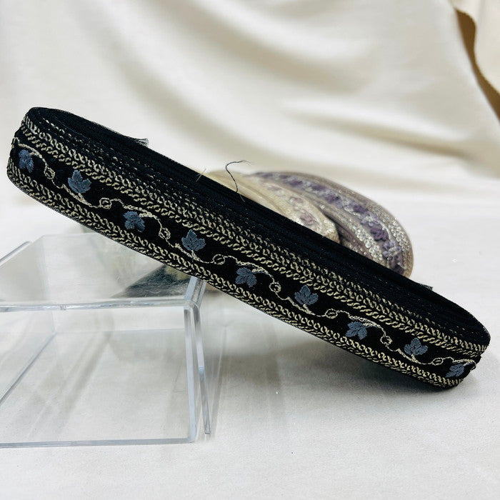 【50cm単位】 刺繍リボン 細幅 ビターの薫り 大人な配色 シックでエレガント チュール 幅約2.8cm 230508011