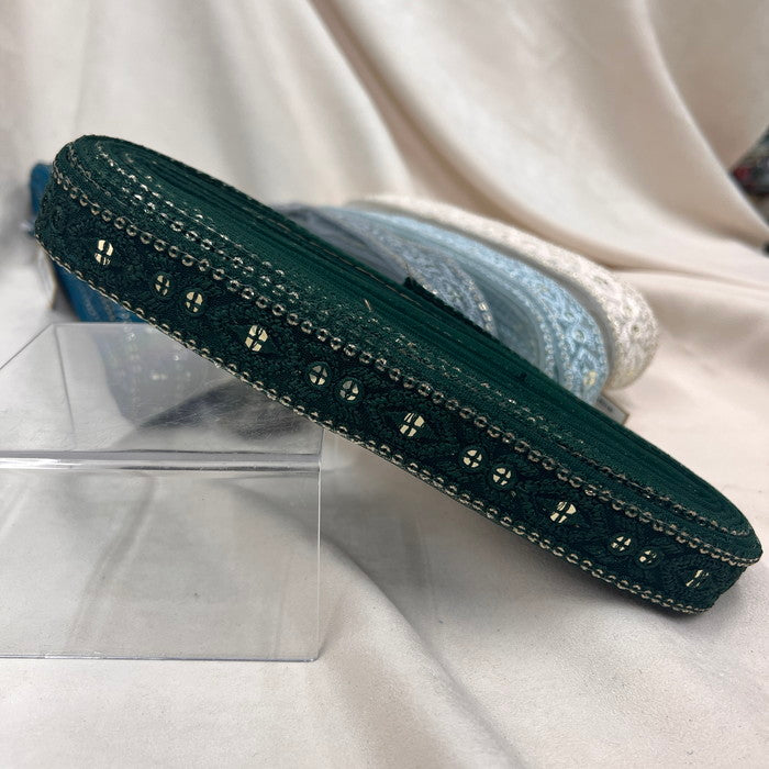 【50cm単位】 刺繍リボン キラキラが止まらない 宝石のような輝き ゴージャス インド刺繡リボン チュール 幅約2.6cm 230529003