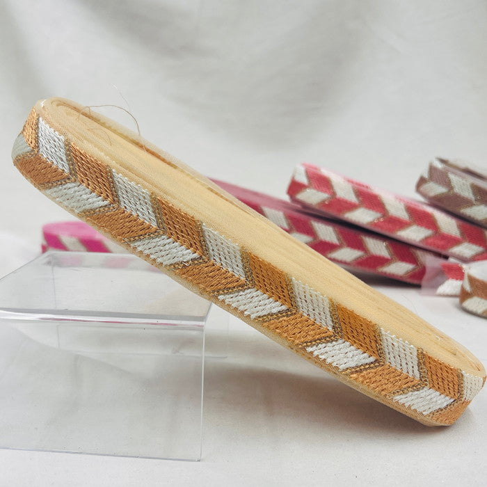 【50cm単位】 刺繍リボン スパンコールライン シンプル幾何学 パステルカラー チュール 幅約2.6cm 230929001