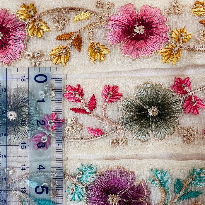 50cm単位】 刺繍リボン スパンコール が アクセント 朝露 に 輝く