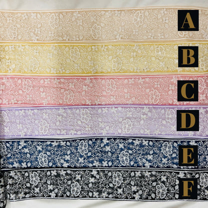 【50cm単位】 刺繍リボン 太幅 繊細なデザイン 爽やかな風に身を任せて 白い花柄②  チュール 幅約9cm 23040626028