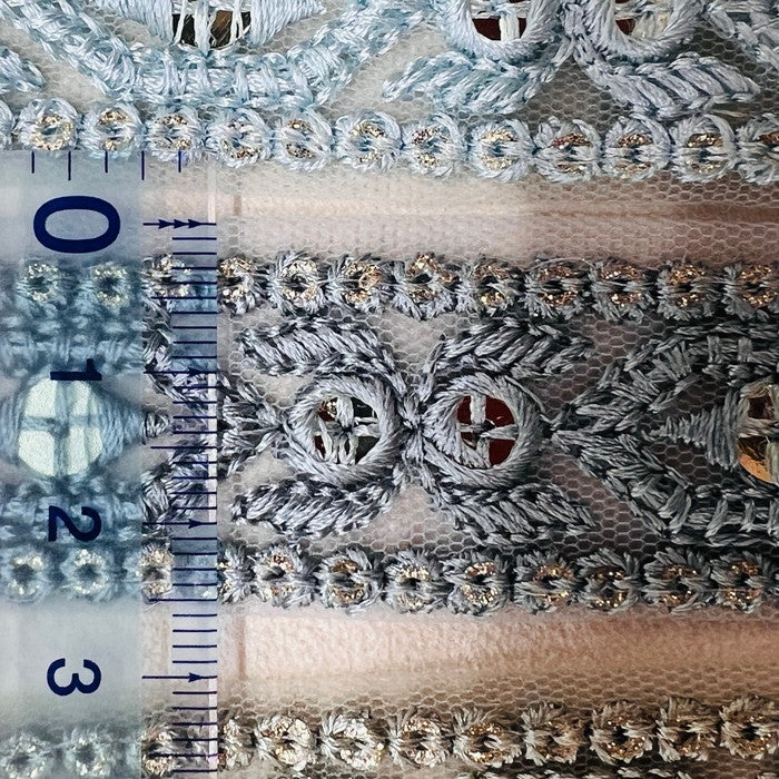 【50cm単位】 刺繍リボン キラキラが止まらない 宝石のような輝き ゴージャス  インド刺繡リボン チュール 幅約2.6cm 230529003