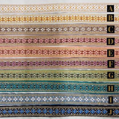 【50cm単位】 刺繍リボン 待望の再再再入荷 格子柄とお花のチェーン 布地 幅約2.7cm~約3.1cm 230929003