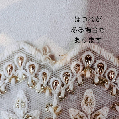 【50cm単位】 刺繍リボン ホワイトリボン 雪の国の 氷の結晶の 王冠 チュール 幅約5.4cm 240116013