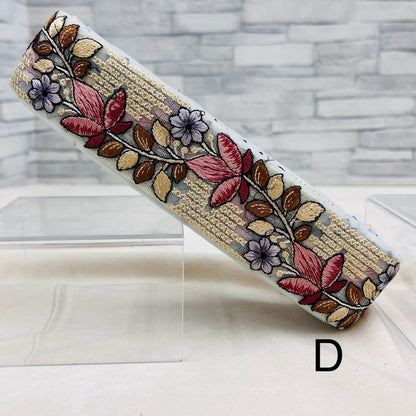 【50cm単位】 刺繍リボン カラフルで 美しい 雨上がりの雫に 煌めく花 チュール 幅約5.1cm 240408001