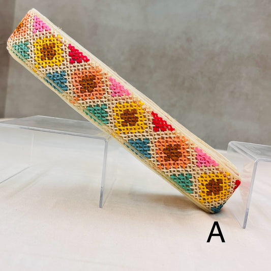刺繍リボン-【50cm単位】 刺繍リボン ビタミンカラー ポップなデザインに 心がきゅん チュール 幅約4.1cm 240511003-心が躍る刺繍リボン屋 by船場マップ