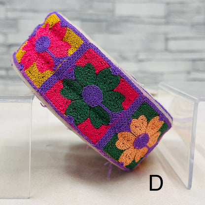 【50cm単位】 刺繍リボン 昭和レトロ どこか 懐かしい ほんわか花柄 チュール 幅約4.9cm 240527002