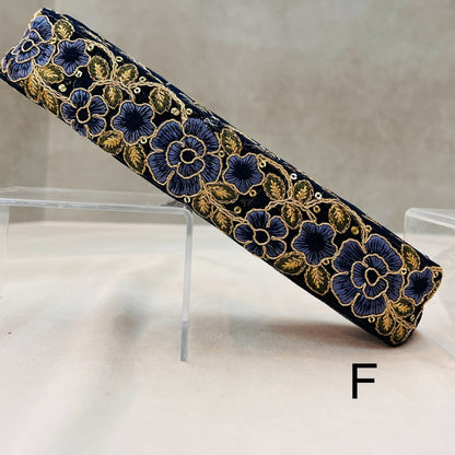 【50cm単位】 刺繍リボン 金の糸がキラリ ビビットなカラーに ドキッ 華麗なる薔薇 チュール 幅約4.2cm 240808003