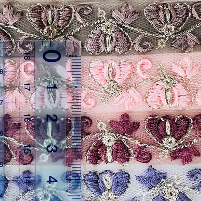 【50cm単位】 刺繍リボン 細幅 スズランの奏 チュール 幅約1.9cm 250321006