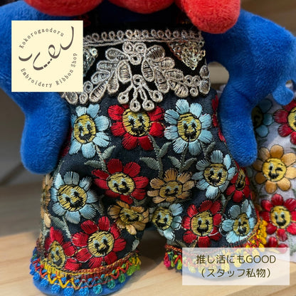 【50cm単位】刺繍リボン 広幅 幅広 太幅 インド刺繍リボン ノンスパンコール 布地 お花の笑顔に魅せられて 幅約8.9cm 251031001