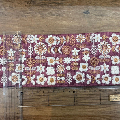 【50cm単位】刺繍リボン 細幅インド刺繍リボン スパンコール 布地 まるで白い花手箱 幅約10.2cm 251112002