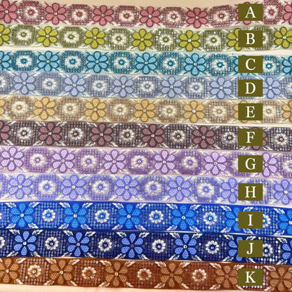 【50cm単位】刺繍リボン インド刺繍リボン 中太幅 花咲くレトロ刺繍リボン【くすみカラー】 幅約4cm 260413006