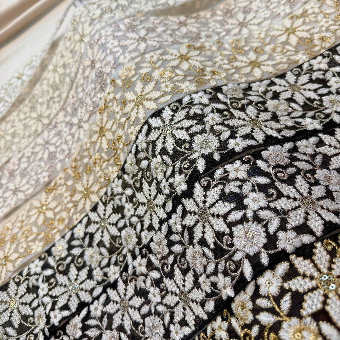 【50cm単位】 刺繍リボン インド刺繍リボン 太幅 広幅 幅広 幅約7.4cm 260603004