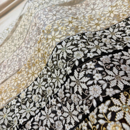 【50cm単位】 刺繍リボン インド刺繍リボン 太幅 広幅 幅広 幅約7.4cm 260603004