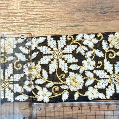 【50cm単位】 刺繍リボン インド刺繍リボン 太幅 広幅 幅広 幅約7.4cm 260603004