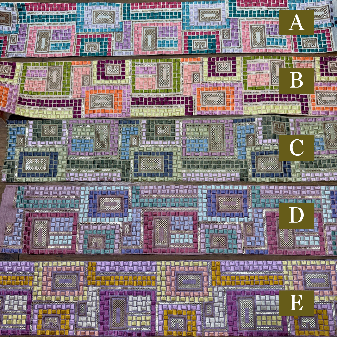 【50cm単位】刺繍リボン 幾何学 インド刺繍リボン スパンコール 布地 幻のモザイク刺繍リボン 幅約10.5cm 260710007 260710007