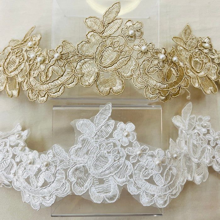 【50cm単位】 刺繍レース 咲き誇る 花々の共演 サイズ約8.6cm SLT2505001