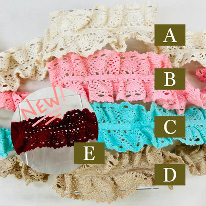 【50cm単位】 コットンストレッチレース リボンに捧ぐ フリルの魔法 サイズ約5.3cm SLT2505002