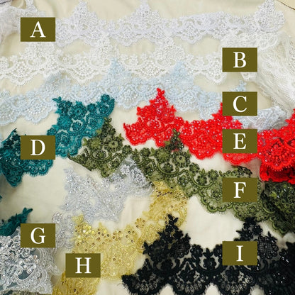 【50cm単位】 刺繍レース 同色系の刺繍糸 舞台に魅せられて サイズ約13.5cm slt2508002