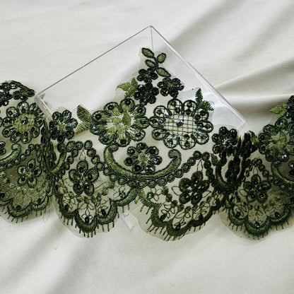 【50cm単位】 刺繍レース 同色系の刺繍糸 舞台に魅せられて サイズ約13.5cm slt2508002