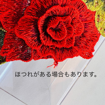 【1枚単位】ビビットカラー 情熱の赤 薔薇のネックレス 刺繍モチーフ  サイズ約33cm×約33.5cm SMT2412011