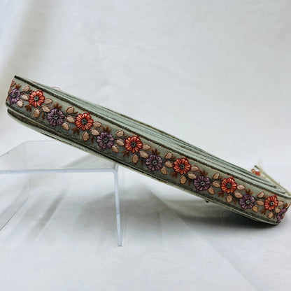 【50cm単位】 刺繡リボン 待望！細幅！ シックな小花柄刺繡リボン チュール 幅約2.8cm 230404020