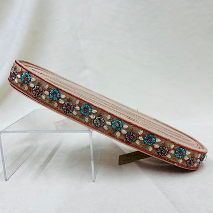 【50cm単位】 刺繡リボン 待望！細幅！ シックな小花柄刺繡リボン チュール 幅約2.8cm 230404020