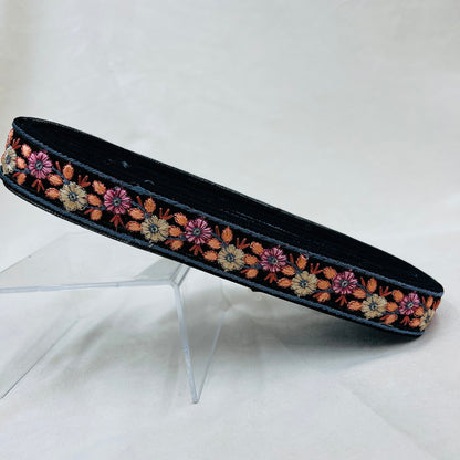 【50cm単位】 刺繡リボン 待望！細幅！ シックな小花柄刺繡リボン チュール 幅約2.8cm 230404020